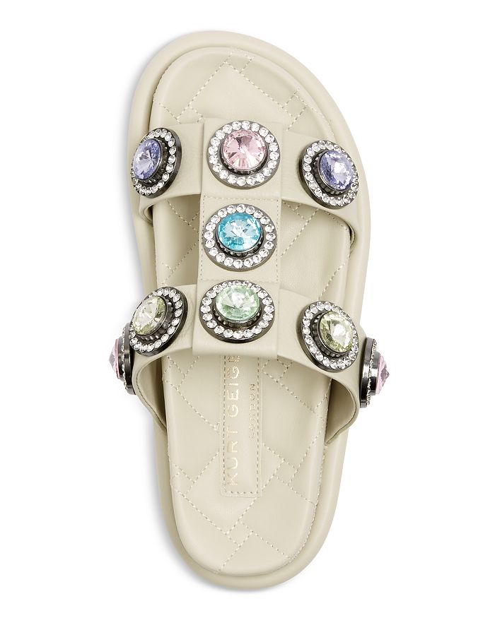 Shop Kurt Geiger Women's Orson Embellished Platform Slide Sandals In Open White