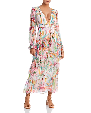 Rococo Sand Tropical Print Belted Maxi Dress In Multicolor Tropical