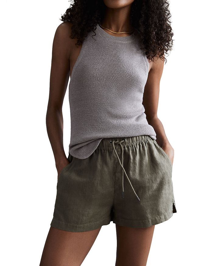 Grey linen shorts womens store