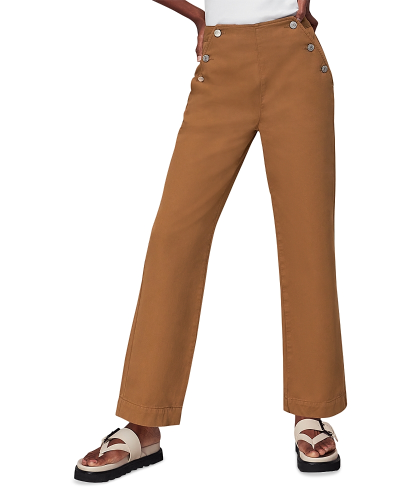 Whistles Emily Cotton Button Front Trousers In Neutral