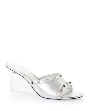 Valentino Garavani Women's Rockstud Wedge Slide Sandals In