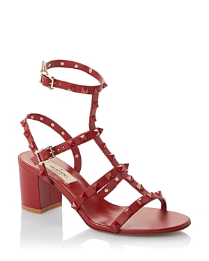 VALENTINO GARAVANI WOMEN'S CAGED ROCKSTUD BLOCK HEEL SANDALS