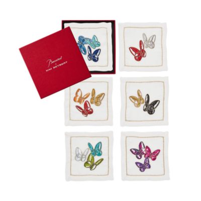 Kim Seybert - Baccarat x Kim Seybert Butterfly Cocktail Napkin in Multi, Set of 6 in a Gift Box