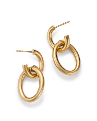 14K Yellow Gold Doorknocker Drop Earrings