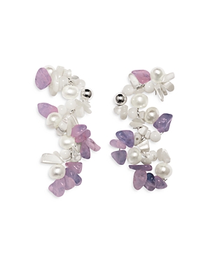 Shop Completedworks Cluster Drop Earrings In Purple/white