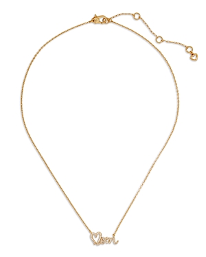 Love You, Mom Pave Script Pendant Necklace in Gold Tone, 16-19