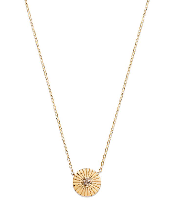 Bloomingdale's - Diamond Accented Disc Pendant Necklace In 14k Yellow Gold, 0.02 ct. tw. - 100% Exclusive