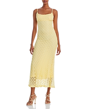 Shop Bardot Adoni Floral Mesh Midi Slip Dress In Canary Yellow