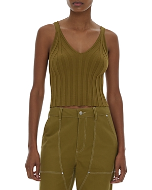 Helmut Lang Angela Ribbed V-neck Tank In Morass