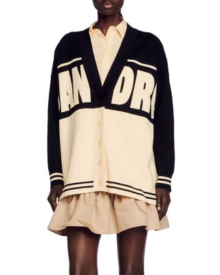 Sandro - Benidorm Oversized Logo Appliqu&eacute; Color Block Cardigan
