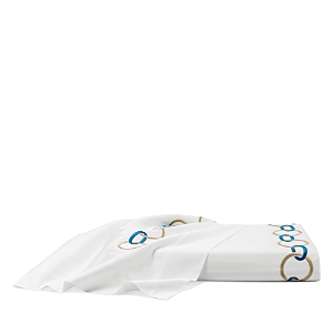 Frette Links Embroidery Cotton Duvet Cover, Queen In Beige