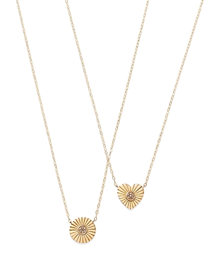 Bloomingdale's Diamond Accented Disc Pendant Necklace In 14k Yellow Gold, 0.02 Ct. Tw. - 100% Exclusive