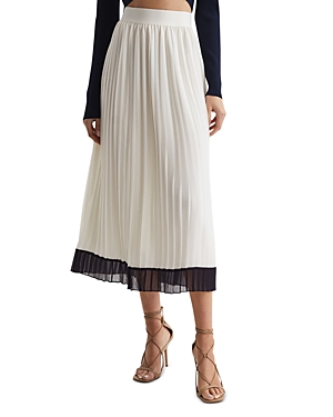 Reiss Osti Woven Pleated Skirt In White