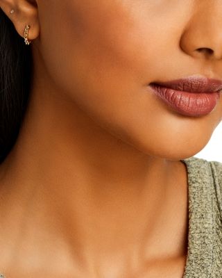 14K Yellow Gold Simple Gold Spiked Single Huggie Hoop Earring