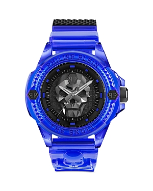 Shop Philipp Plein The $kull Synthetic Watch, 45mm In Black/blue