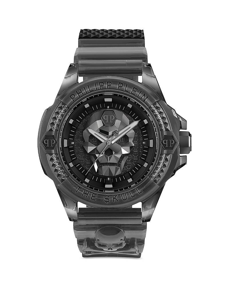 Philipp Plein The $kull Synthetic Silicone Watch In Black/gray