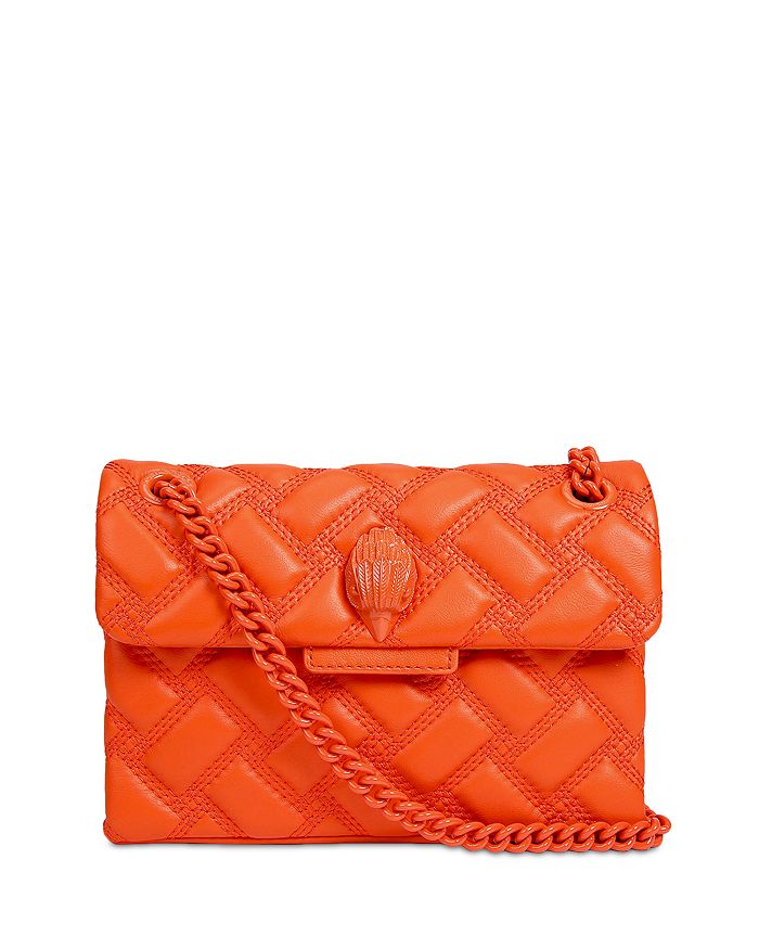Kurt Geiger Mini Kensington Drench Leather Crossbody In Orange