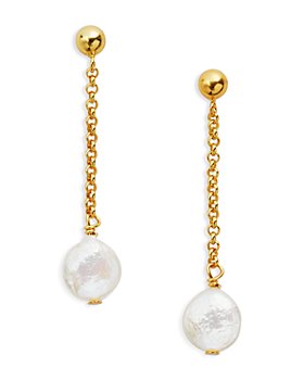 AQUA - Cultured Freshwater Coin Pearl Drop Earrings in 18K Gold-Plated Sterling Silver - 100% Exclusive