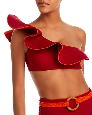 Johanna Ortiz Ayacucho Ruffle Reversible One Shoulder Bikini Top