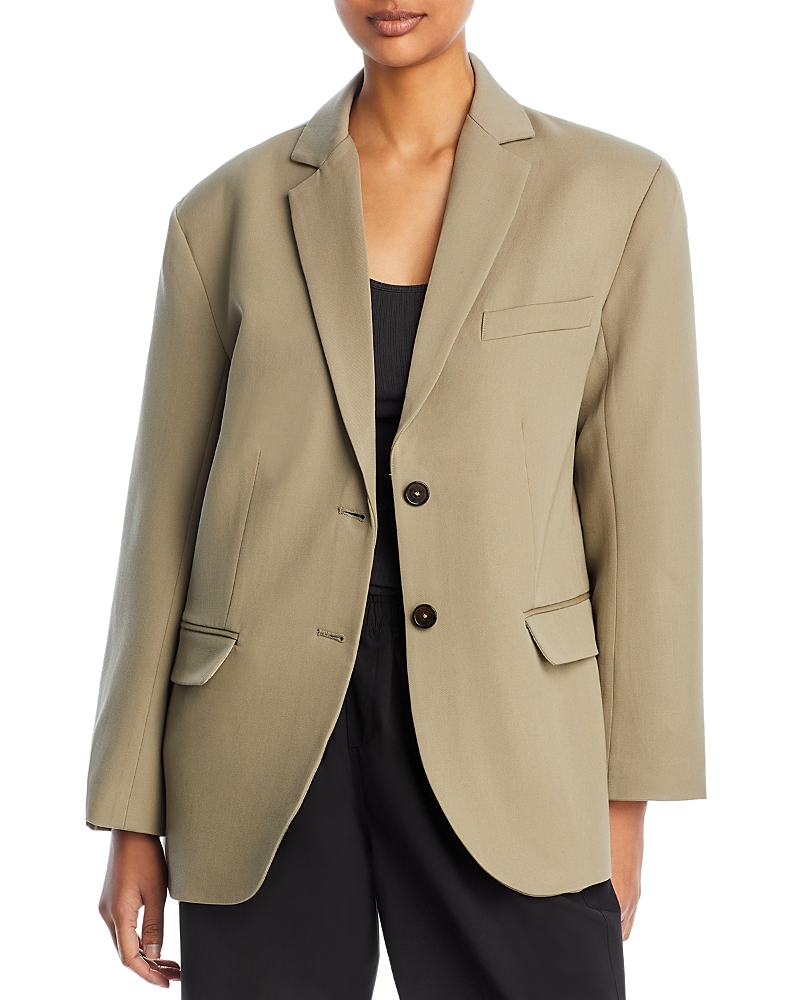 Anine Bing Quinn Oversized Wool Blazer In Green