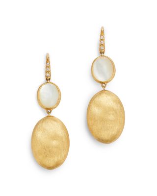 18K White & Yellow Gold Siviglia Mother of Pearl & Diamond Oval Drop Earrings