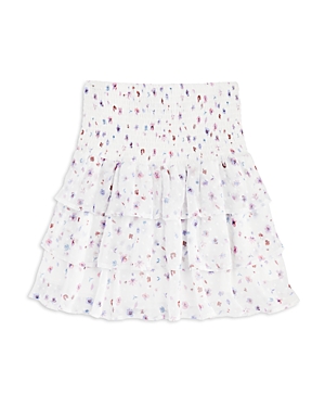 Aqua Girls' Smocked Floral Skirt - Little Kid, Big Kid In White Multi