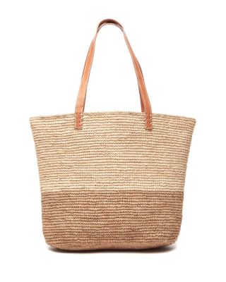 Montauk Color Block Raffia Tote