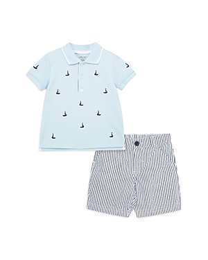 Little Me Boys' Sailboat Embroidered Polo Shirt & Stripe Shorts Set - Baby