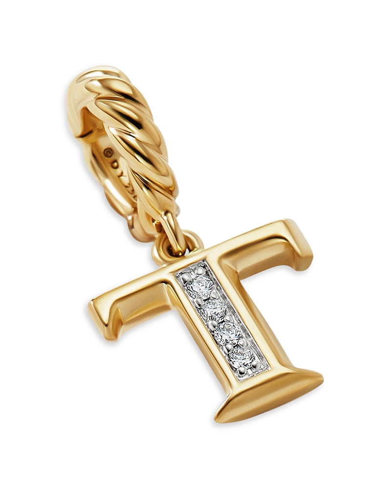 David Yurman 18K Gold Amulets Diamond Pave Initial Pendant