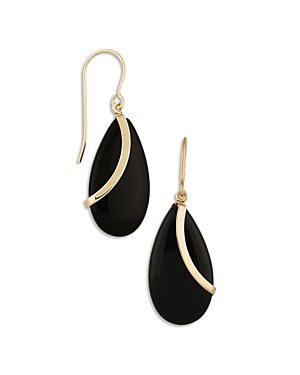Bloomingdale's 14k Yellow Gold Onyx Almond Drop Earrings - 100% Exclusive In Black/gold