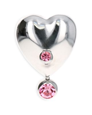 Justine Clenquet Max Pink Crystal Heart Single Drop Earring