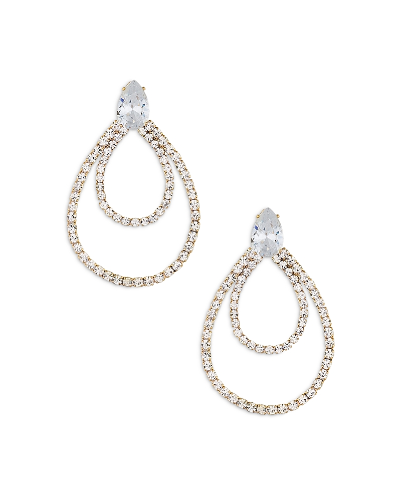 Ettika Layered Crystal Frontal Hoop Earrings In White/gold