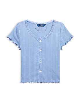Ralph Lauren - Girls' Pointelle Knit Cotton Short Sleeve Cardigan - Little Kid, Big Kid