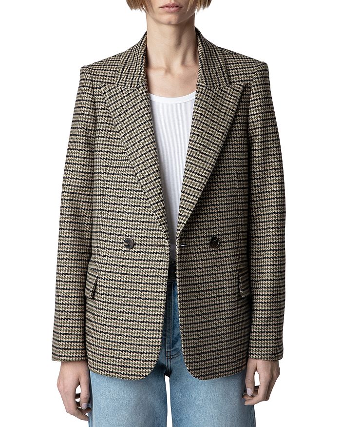 Zadig & Voltaire Plaid Double Breasted Blazer | Bloomingdale's
