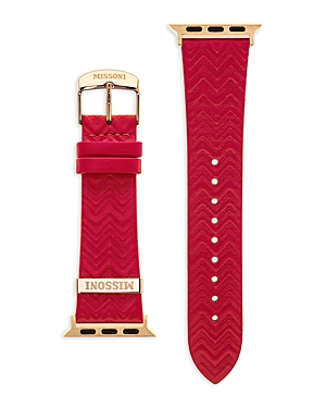 Shop Missoni Apple Watch Zigzag Leather Strap, 38-41mm In Red