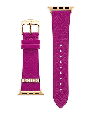 Shop Missoni Apple Watch Zigzag Leather Strap, 38-41mm In Pink