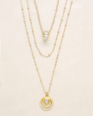 Circles of Crystal Dainty Layered Necklace Set