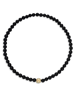 Shop Zoe Lev 14k Yellow Gold Onyx Bead Bracelet In Black/gold