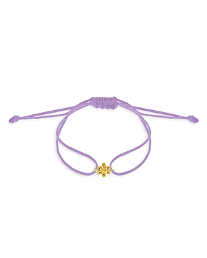 Rachel Reid 14k Gold Flower Purple String Bolo Bracelet In Purple/gold