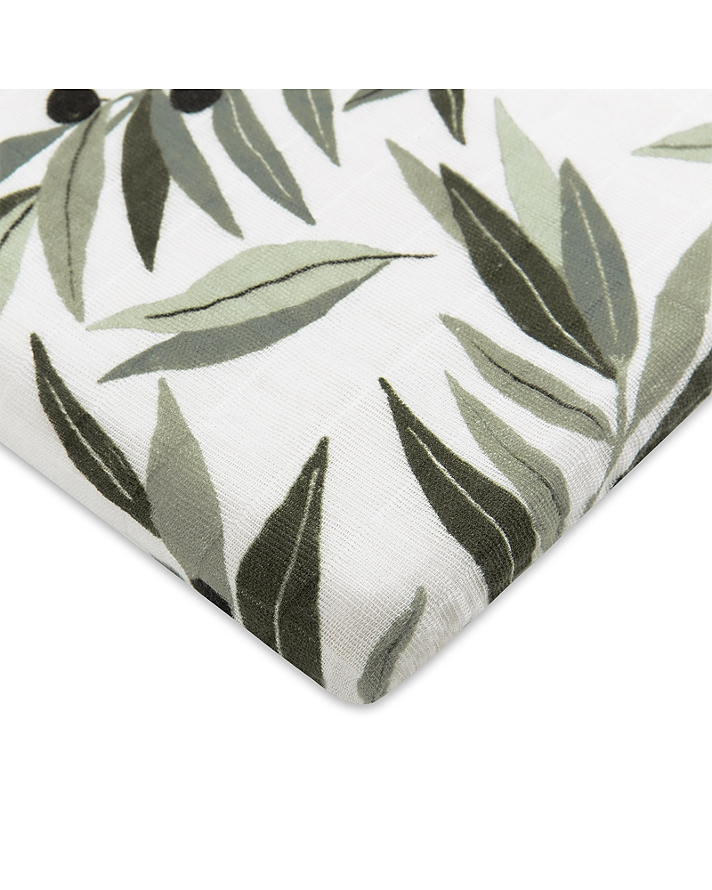 Babyletto All Stages Bassinet Sheet In Gots Certified Organic Muslin Cotton In Olive Branches