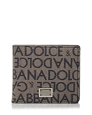 Dolce & Gabbana Jacquard Logo Bifold Wallet In Brown/black