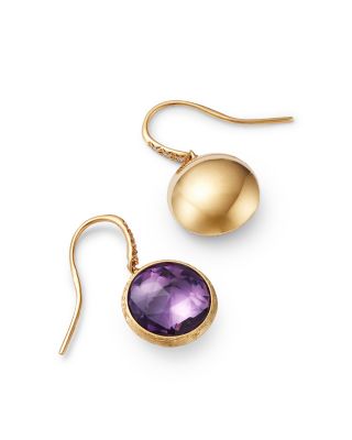 18K Yellow Gold Jaipur Diamond & Amethyst Hook Earrings