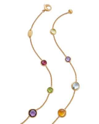 18K Yellow Gold Jaipur Multi Gemstone Long Necklace, 36"