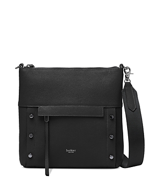 Botkier North South Small Leather Zip Top Crossbody In Black