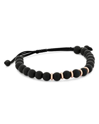 Alberto Milani Men's 18K Rose Gold & Onyx Beaded Bracelet
