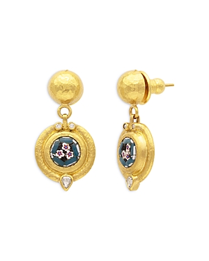 Gurhan Antiquities 24k Yellow Gold Diamond (0.25 Ct. T.w.) & Mosaic Drop Earrings