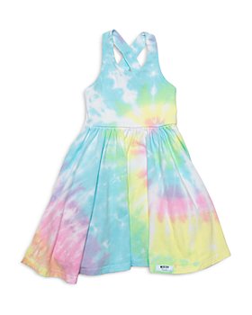 Worthy Threads - Girls Cross Back Twirly Dress in Pastel Tie Dye - Little Kid, Big Kid
