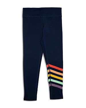 Shop Worthy Threads Girls Leggings With Rainbow Stripes - Little Kid, Big Kid In Navy