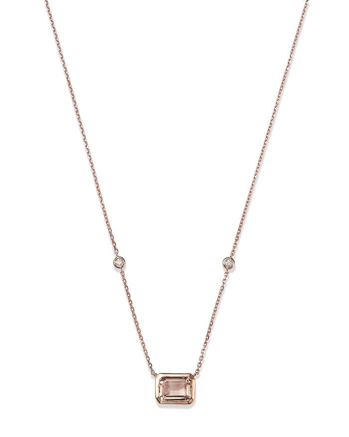 Bloomingdale's - Morganite & Diamond Pendant Necklace in 14K Rose Gold, 18" - 100% Exclusive