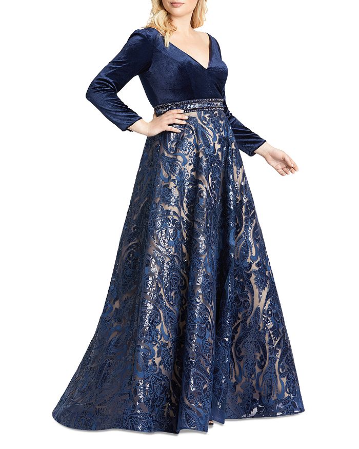 Mac Duggal Mac Duggal V Neck Embellished Gown | Bloomingdale's